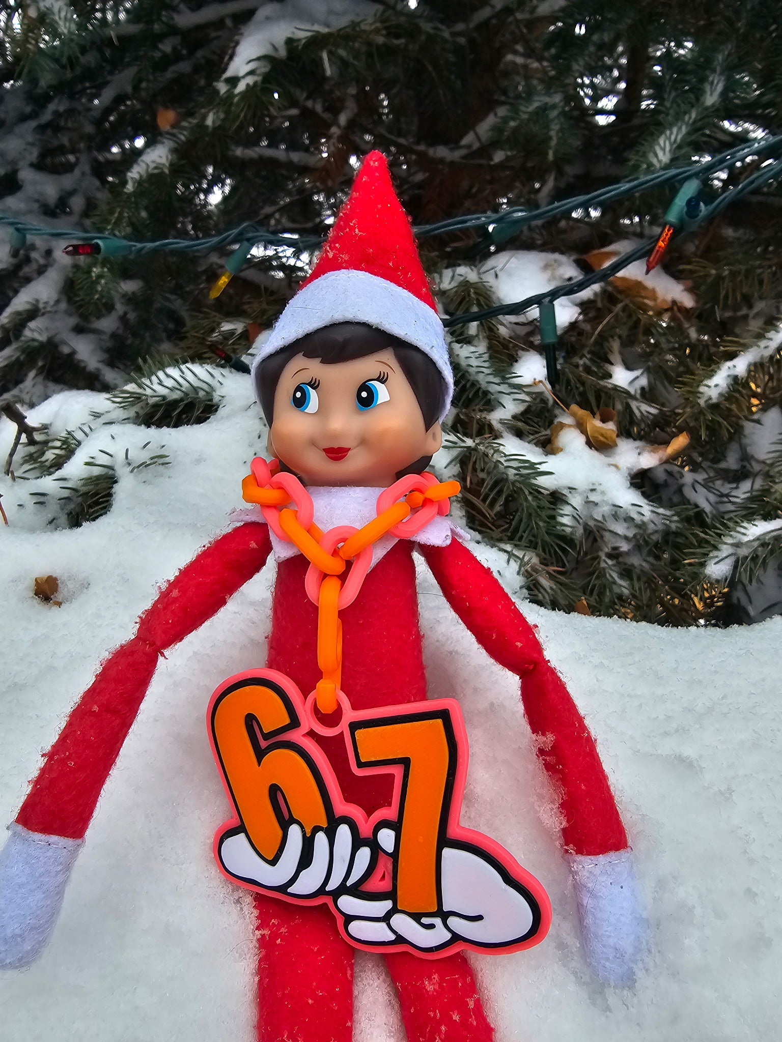 '67' Elf on the Shelf Necklace - LOCAL PICK-UP ONLY