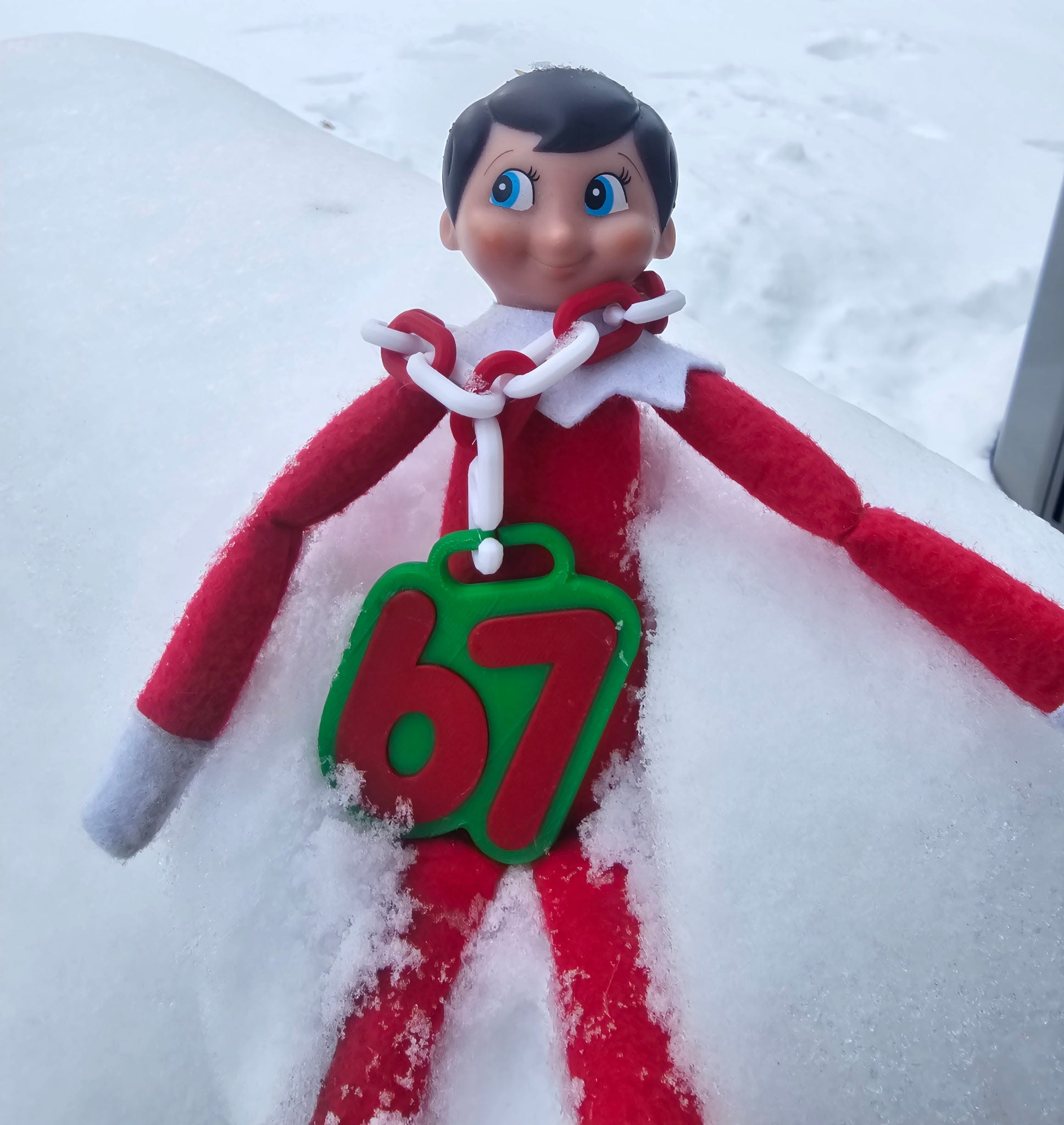 '67' - No Hands - Elf on the Shelf Necklace - SHIPPING ONLY