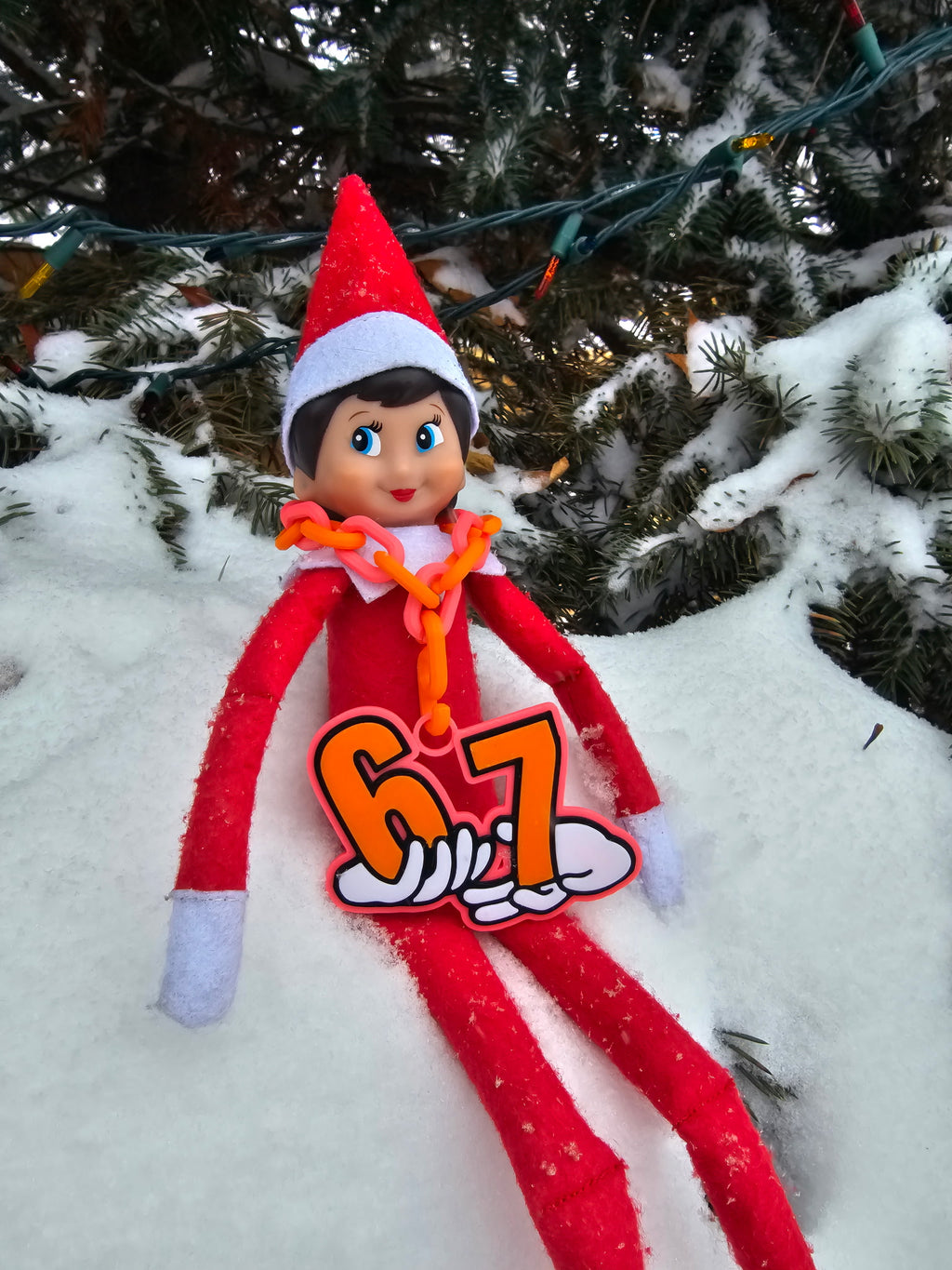 '67' Elf on the Shelf Necklace - LOCAL PICK-UP ONLY