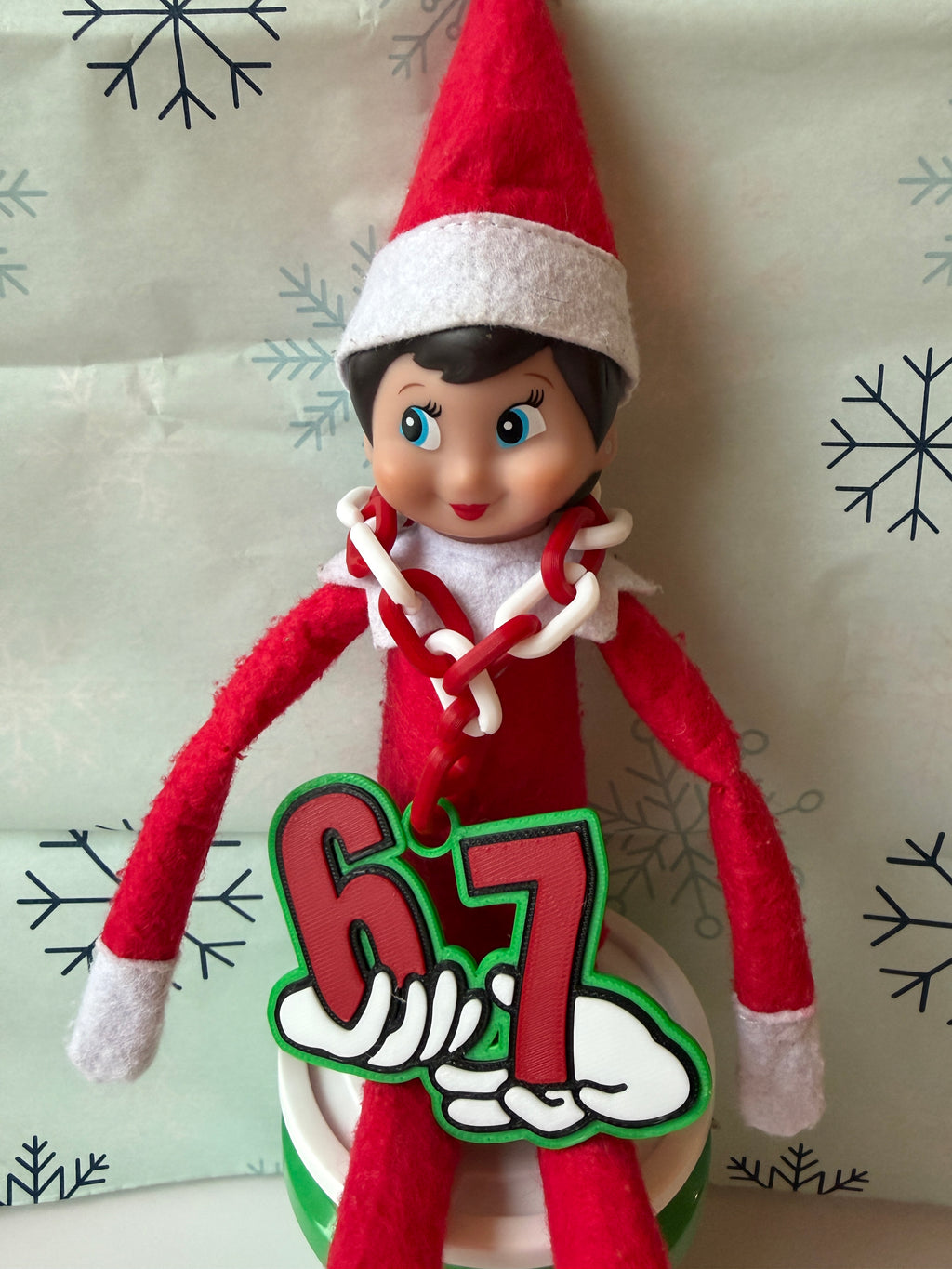 '67' Elf on the Shelf Necklace - LOCAL PICK-UP ONLY