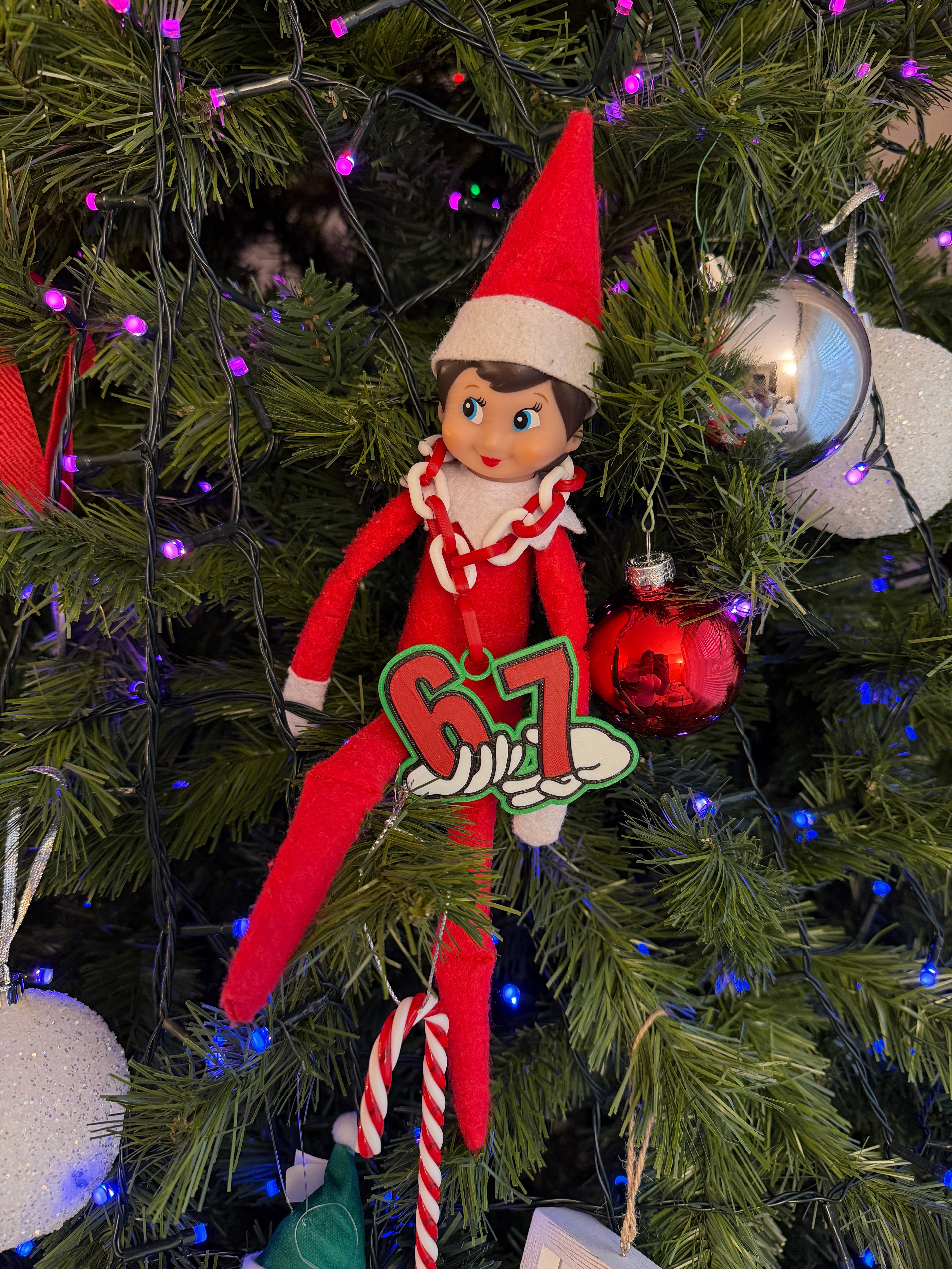 '67' Elf on the Shelf Necklace - LOCAL PICK-UP ONLY